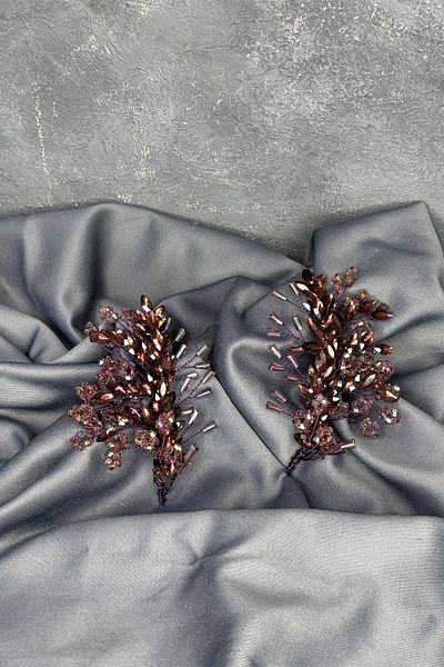 Hayalperest boncuk Plum Selis Double Sided Bridal Henna Crown Hair Accessory