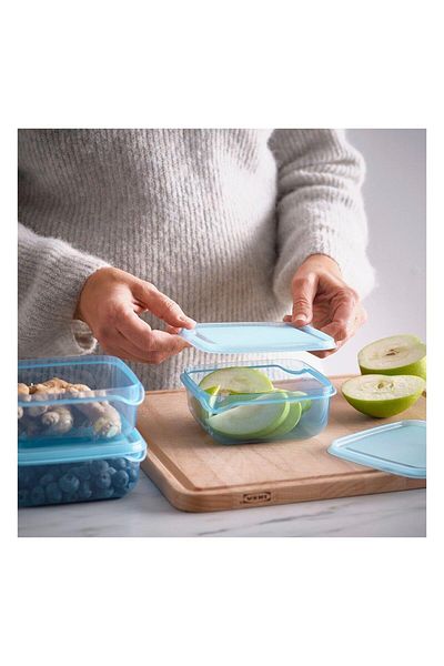 IKEA Pruta Plastic Storage Container Set Blue 0.6 Lt 3 Pieces