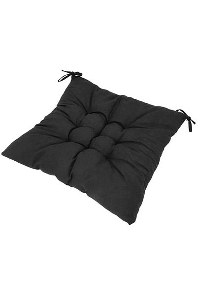 OEM Chair cushion with tie straps, 40x40 cm, 4 cm thick, polyester and sponge, black