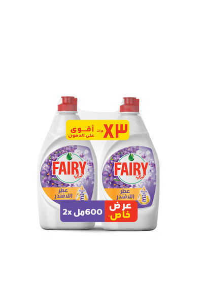 Fairy سائل غسيل الأطباق، برائحة اللافندر المنعش، 2 × 600 مل