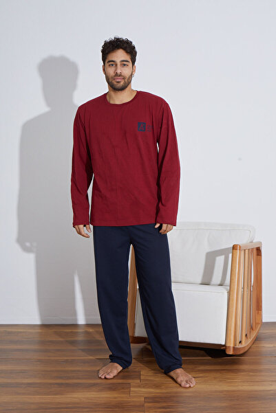 Ayans Pijama Combed Cotton Single Jersey (Thin) Long Sleeve Men's Pajama Set