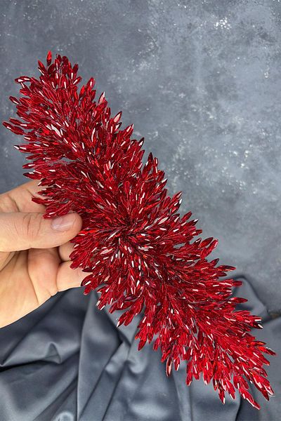 Hayalperest boncuk Red Eva Dense Bead Embroidered Bridal Henna Crown