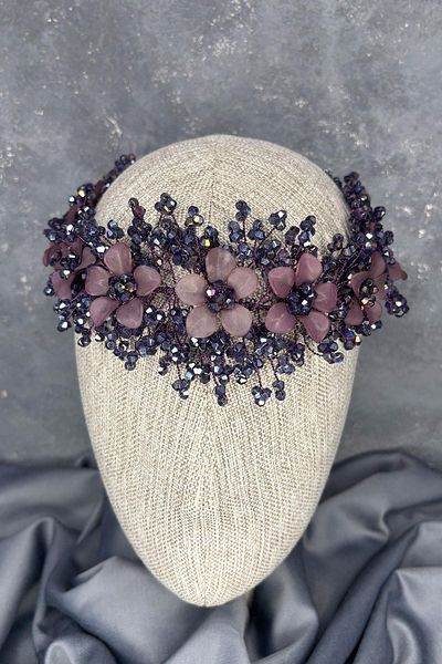 Hayalperest boncuk Purple Nileda Crystal Beaded Bridal Henna Crown Hair Accessory