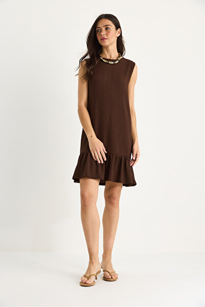 Bianco Lucci Women's Thick Strap Relaxed Cut Flounce Wrap Dress 60283373