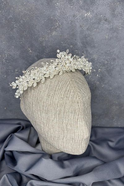 Hayalperest boncuk Ecru Bead Embroidered Duru Bridal Henna Crown