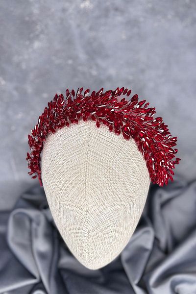 Hayalperest boncuk Burgundy Salba Bridal Henna Crown and Hair Turban Accessory