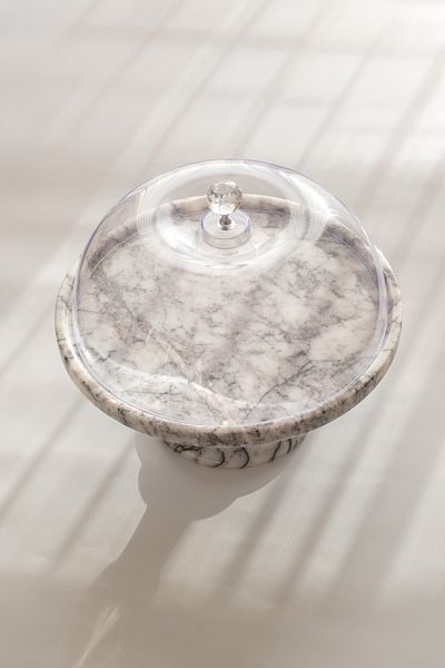 marbelix Gaia 32cm Marble Ultra Wide and Footed Cake & Pastry Presentation - Cake Stand - Plastic Jar Included