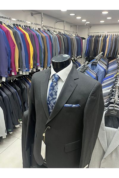 MASSARO Linen Black Men's Suit