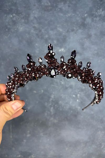 Hayalperest boncuk Purple Lycia Bead Embroidered Bridal Henna Crown