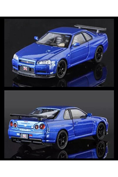 alpmodel Nissan Skyline GTR R34 Fast And Furious 1:24 Mavi Diecast Metal Arab...