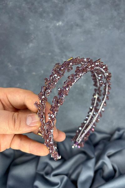 Hayalperest boncuk Sare Model Double Row Bridal Henna Crown Hair Accessory
