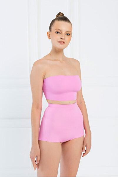 Kikiriki Yüksek Bel Yeni Pembe Mini Korse Şort