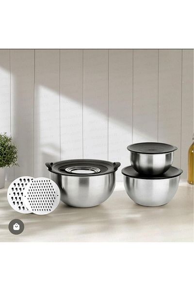 SHINE KITCHEN Grater Mixing Bowl 9 Pieces (Mat)