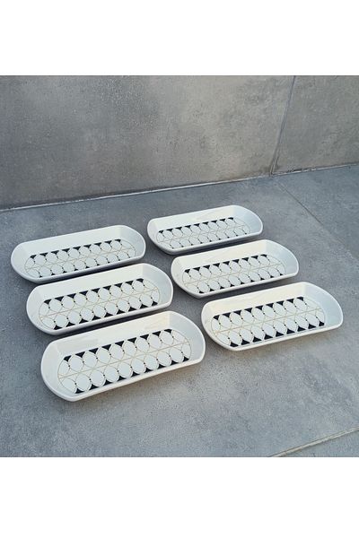 Pinkev Set of 6 Ceramic Small Oval Boat Plates - 9X20Cm