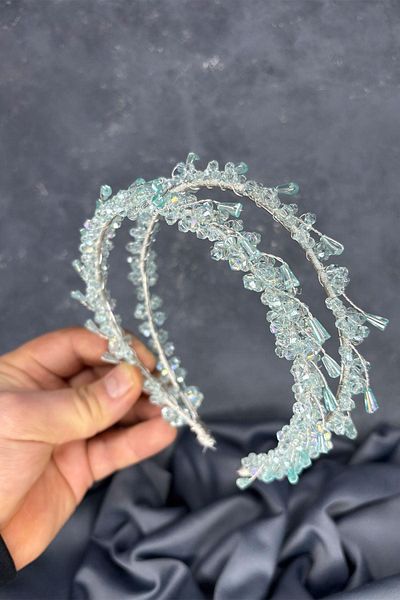 Hayalperest boncuk Sare Model Double Row Bridal Henna Crown Hair Accessory