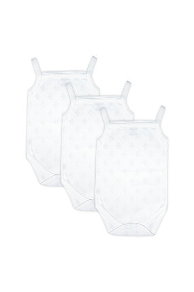 Babies Basic Cotton, Sleeveless Printed Bodysuit. Set of 3, 9-12 Months , White