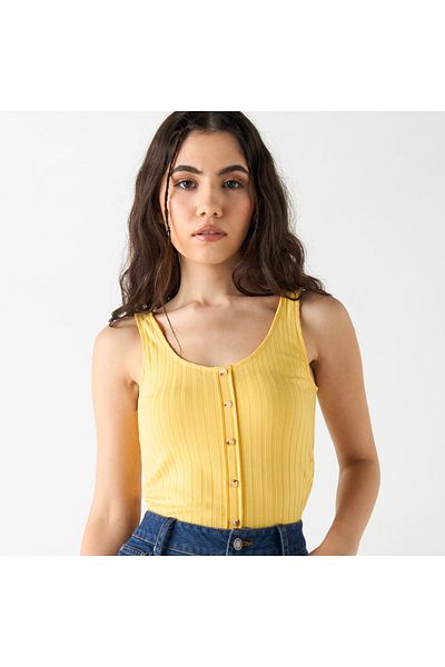FAV Textured Scoop Neck Tank Top