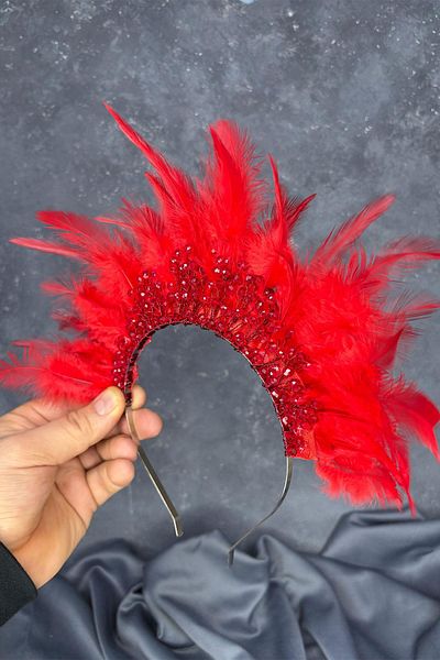 Hayalperest boncuk Feathered Crystal Beaded Arden Bridal Henna Crown