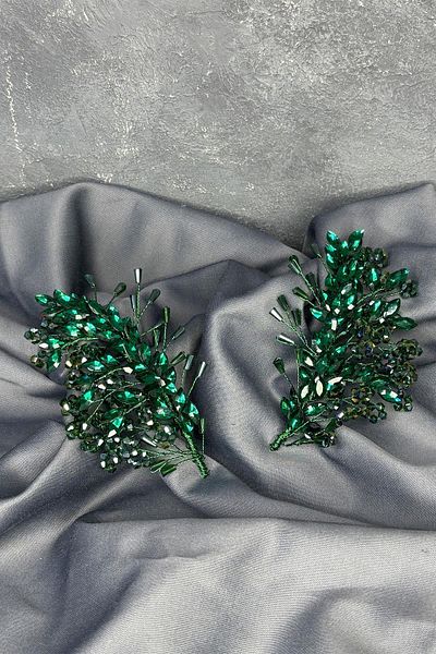 Hayalperest boncuk Emerald Green Selis Double Sided Bridal Henna Crown Hair Accessory