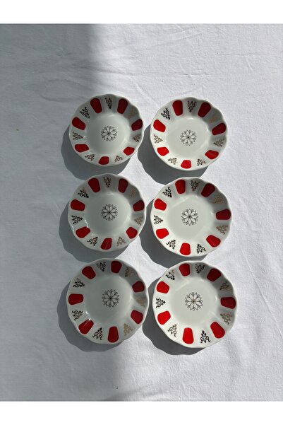 shop Kırmızı Beyaz Çay Tabağı 6’lı Porland