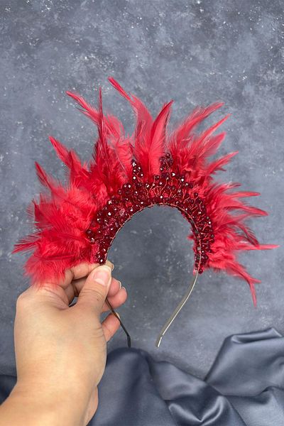 Hayalperest boncuk Feathered Crystal Beaded Arden Bridal Henna Crown