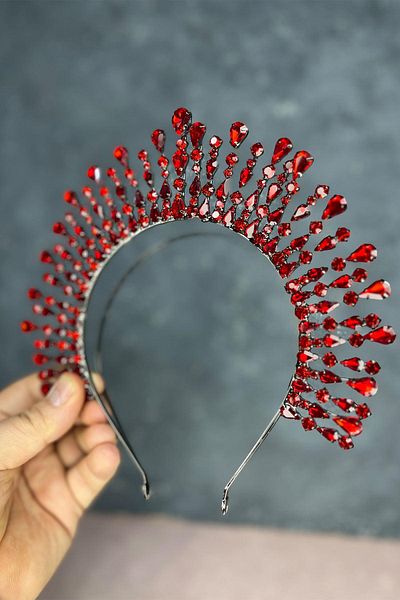 Hayalperest boncuk Red Ayas High Party Bridal Henna Crown