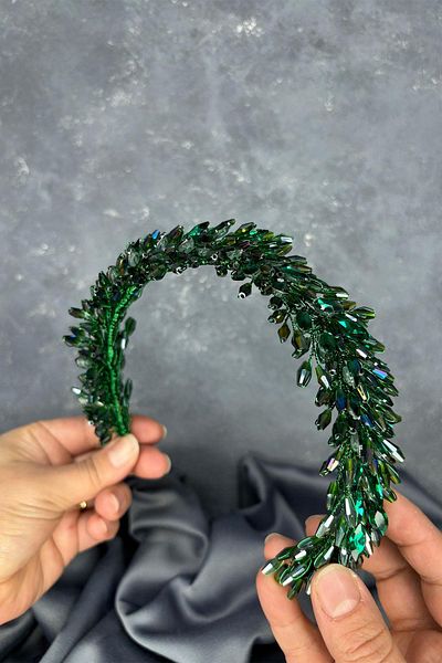 Hayalperest boncuk Green Salba Bridal Henna Crown and Hair Turban Accessory