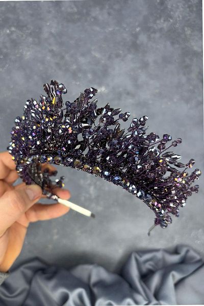 Hayalperest boncuk Purple Livan Beaded Bridal Henna Crown Hair Accessory