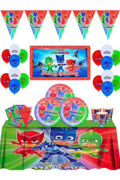 snowparty Σετ στολιδιών για πάρτι γενεθλίων Pj Maske Pijamaskeliler με πανό γ...