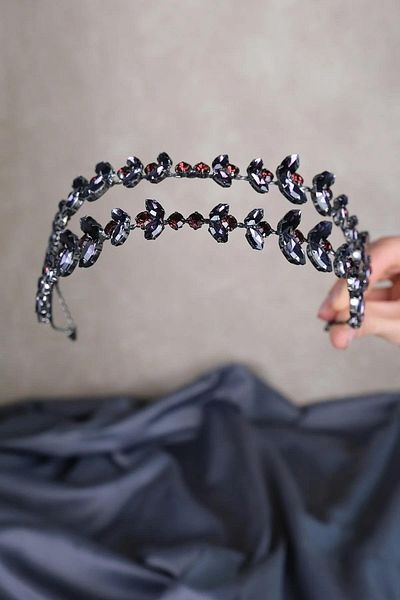 Hayalperest boncuk Purple Alpha Shuttle Glass Crystal Stone Bridal Henna Crown
