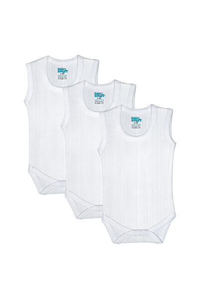 Babies Basic Cotton, Sleeveless Printed Bodysuit. Set of 3, 9-12 Months , White