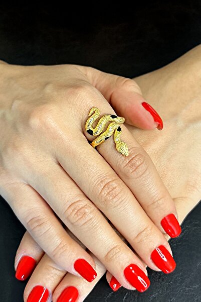 Argentum Concept 18K Altın Kaplamalı 925 Ayar Gümüş Yılan Yüzük - 34024901