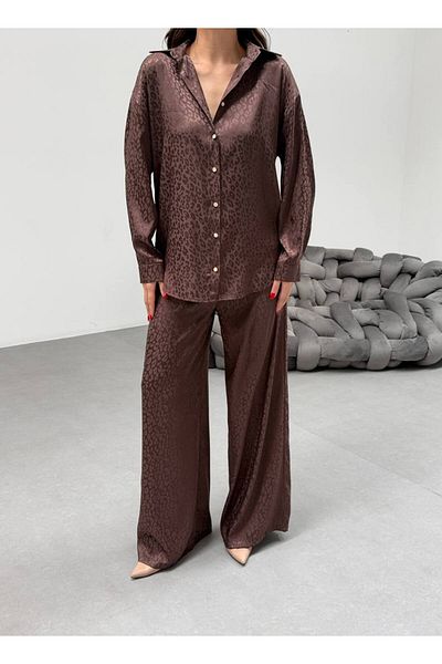kalben outlet Elegance with Bohemian Inspiration Jacquard Oversize Shirt & Trousers Set