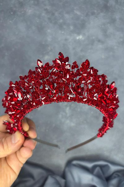 Hayalperest boncuk Red Nature Beaded Bridal Henna Crown Bridal Hair Accessory