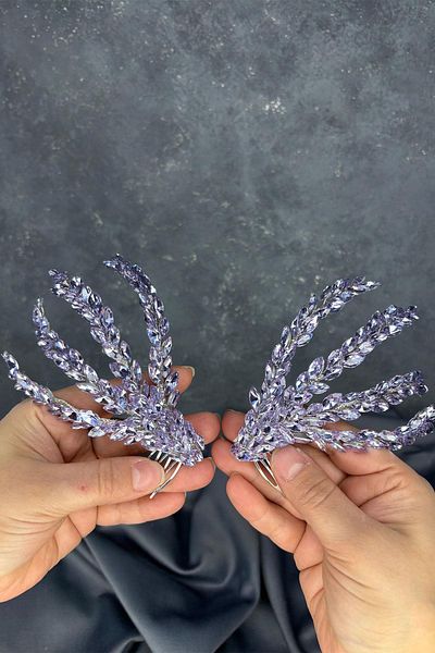 Hayalperest boncuk Lilac Double Sided Comb Büge Bridal Hair Accessory