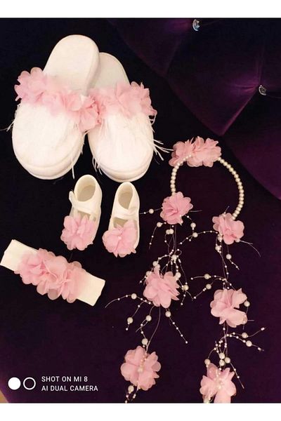 Hayalperest boncuk Maternity Pink Crown Slippers Set