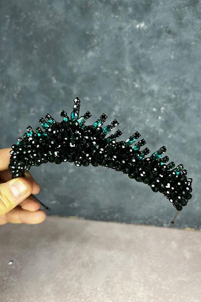 Hayalperest boncuk Emerald Green Edis Beaded Bridal Henna Crown