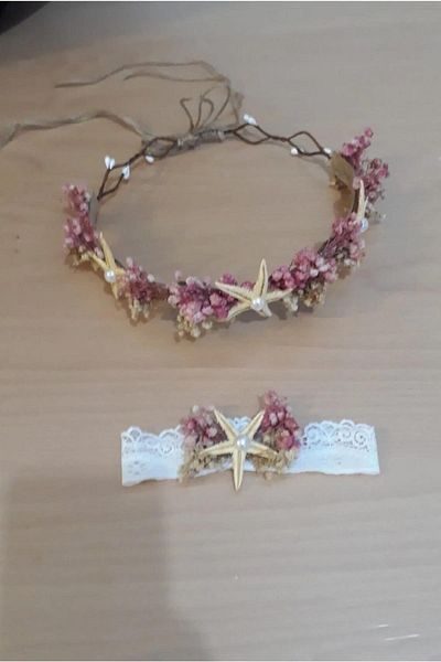 Hayalperest boncuk Pink Cream Crown Headband