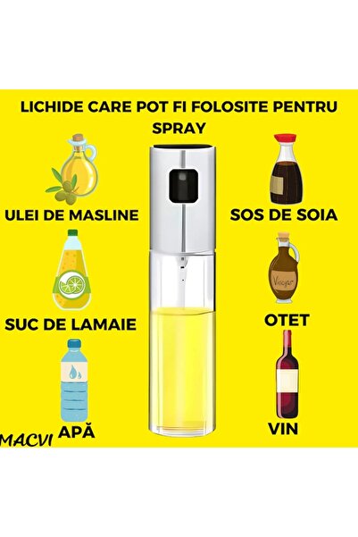 MACVI Macvi® olive oil spray dispenser bottle, 100 ml, transparent glass, healthy cooking