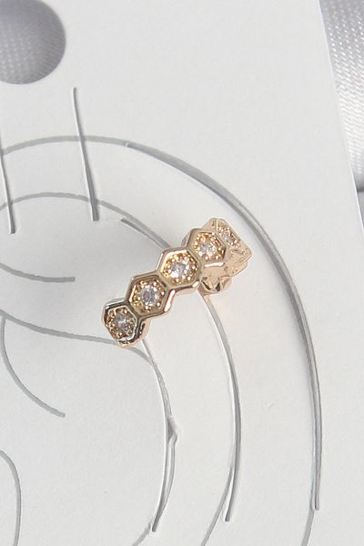 SeyCey.co Brass Gold Color Zircon Stone Honeycomb Model Women's Cartilage Earrings