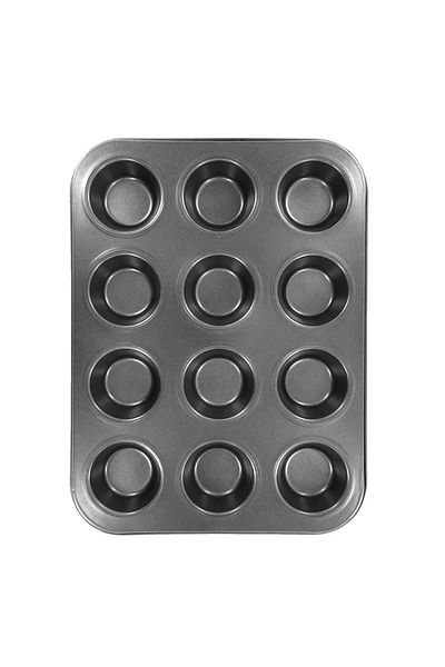 MACVI Tava Briose Macvi® Antiaderenta Otel Carbon 12 Compartimente Gri Rezistenta Termica Uniforma