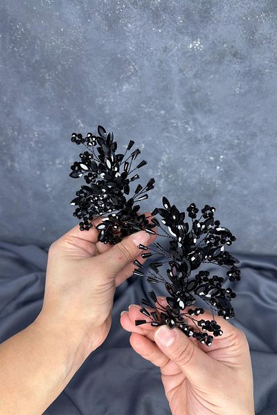 Hayalperest boncuk Black Selis Double Sided Bridal Henna Crown Hair Accessory