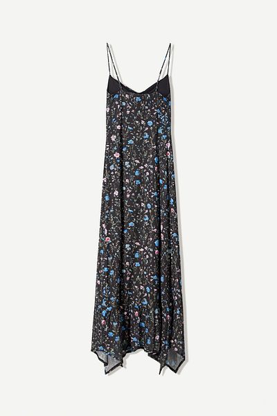 Bershka Printed strappy tulle midi dress