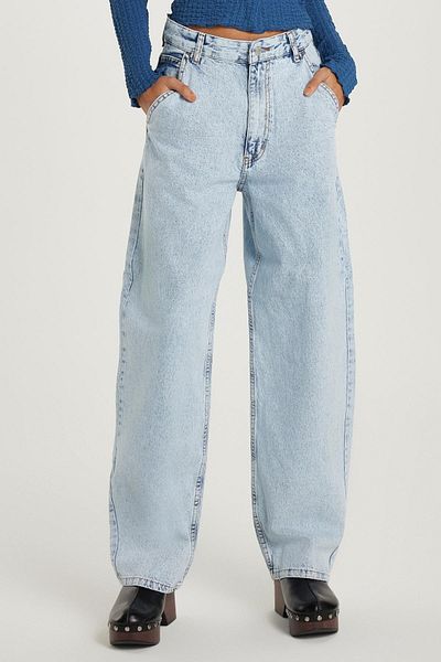 Tudors Women's Regular Fit Side Pocket Baggy Balloon Blue Jean Jeans Trousers