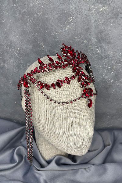 Hayalperest boncuk Burgundy Sallantılı Alınlık Almeda Bridal Henna Crown