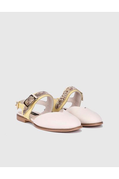 İLVİ Kalika Genuine Leather Cream Women's Sandals