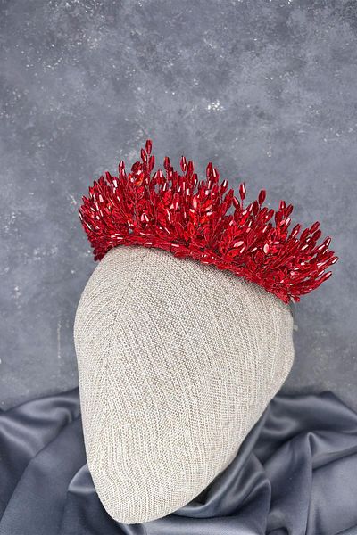 Hayalperest boncuk Red Elisa Design Beaded Bridal Henna Crown Hair Accessory