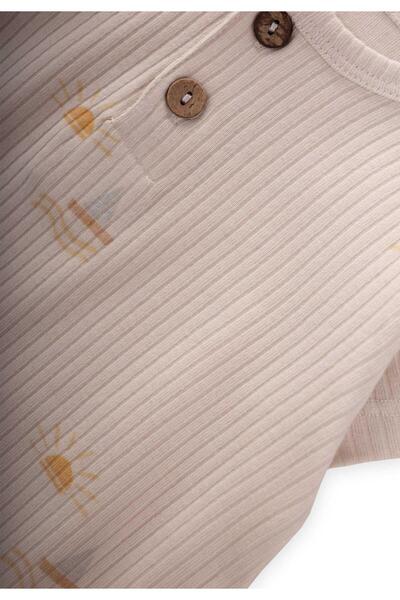 Cigit 0-3 Years Ribbed Sail Patterned Jumpsuit