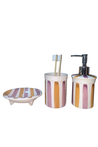 RED SERAMİK Червен керамичен комплект за баня от 3 части от колекцията Dara в...