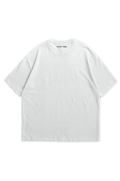 Scrovtie White Unisex Calvin Jones Abcdefckoff Printed Crew Neck Short Sleeve Oversize T-Shirt